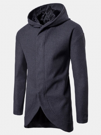 Business Hooded Single Breasted Casual Mid Long Trenchcoats För Män