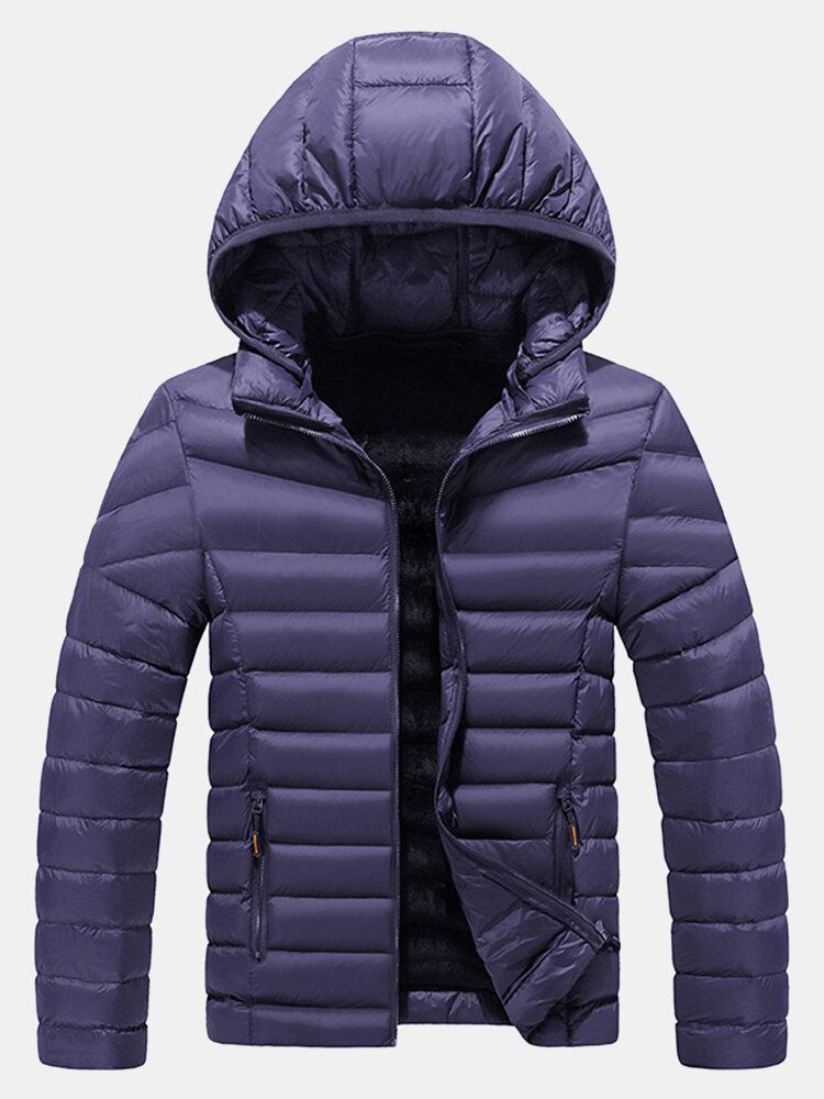 Herr Thicken Windproof Patchwork Dragkedja Varm Fleecefodrad Avtagbara Huvkappor Med Ficka