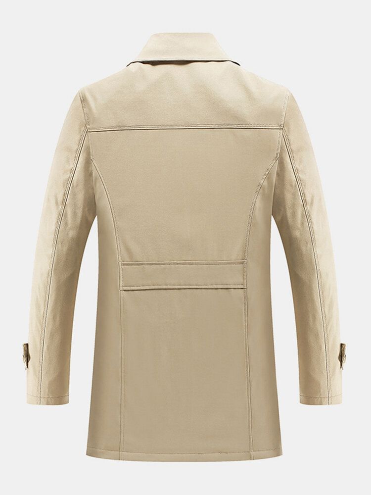 Herrplyschfodrade Varmknappar Framslag Casaul Slant Pocket Coats