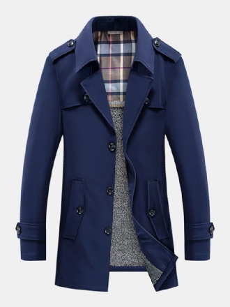 Herrplyschfodrade Varmknappar Framslag Casaul Slant Pocket Coats