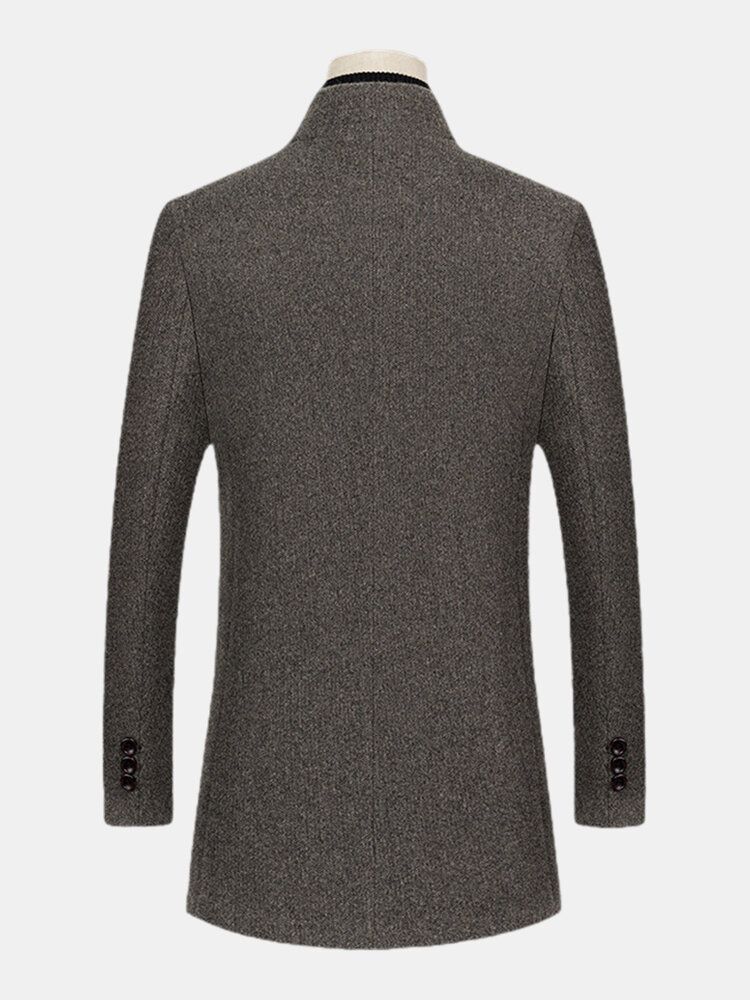 Herrställ Färg Mellanlängd Ull Enkelknäppt Tjock Business Casual Kappa