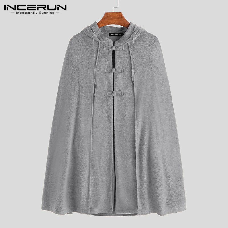 Loose Casual Hooded Cape Cloak Topprockar För Män