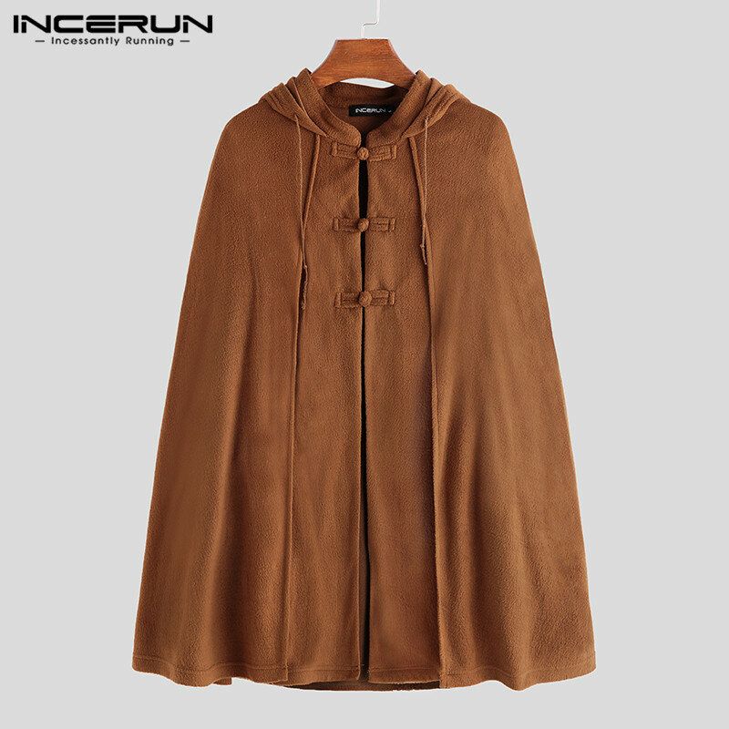 Loose Casual Hooded Cape Cloak Topprockar För Män