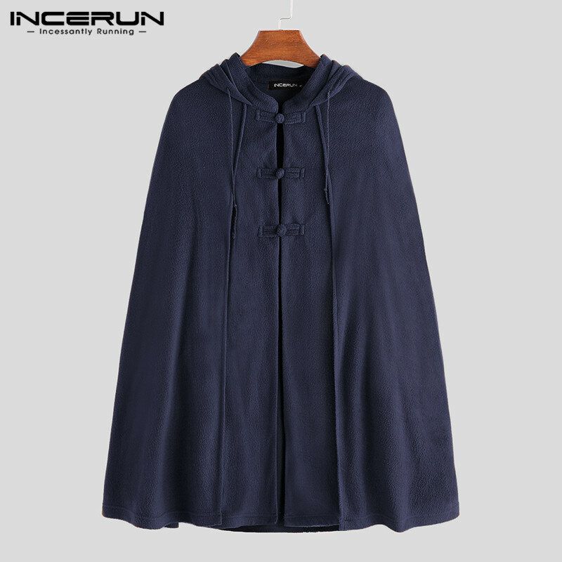 Loose Casual Hooded Cape Cloak Topprockar För Män