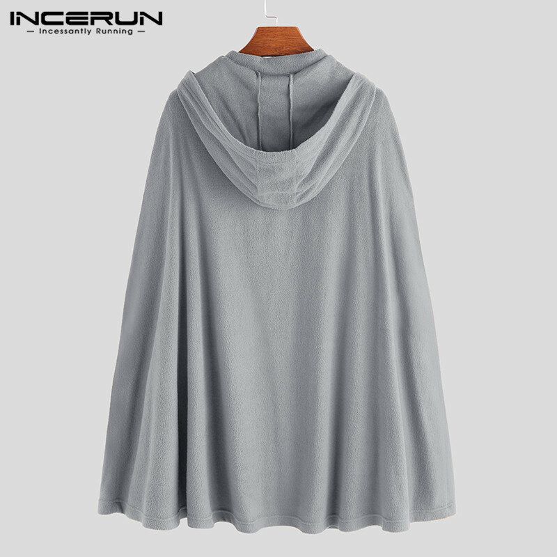 Loose Casual Hooded Cape Cloak Topprockar För Män