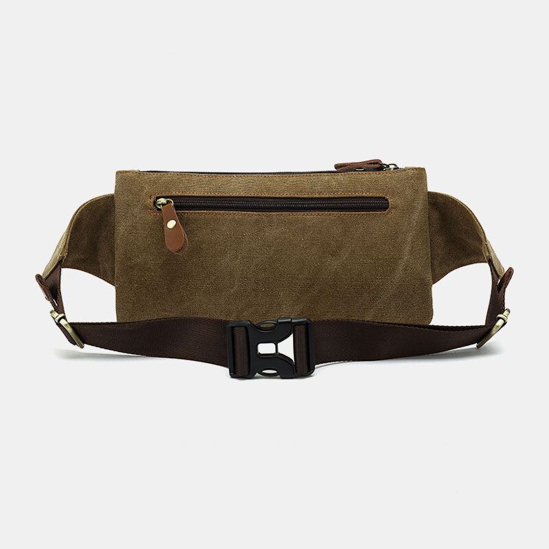 Herr Canvas Midjeväska Multifunktionell Hasp Pocket Outdoor Casual Bröstväska Axelväska