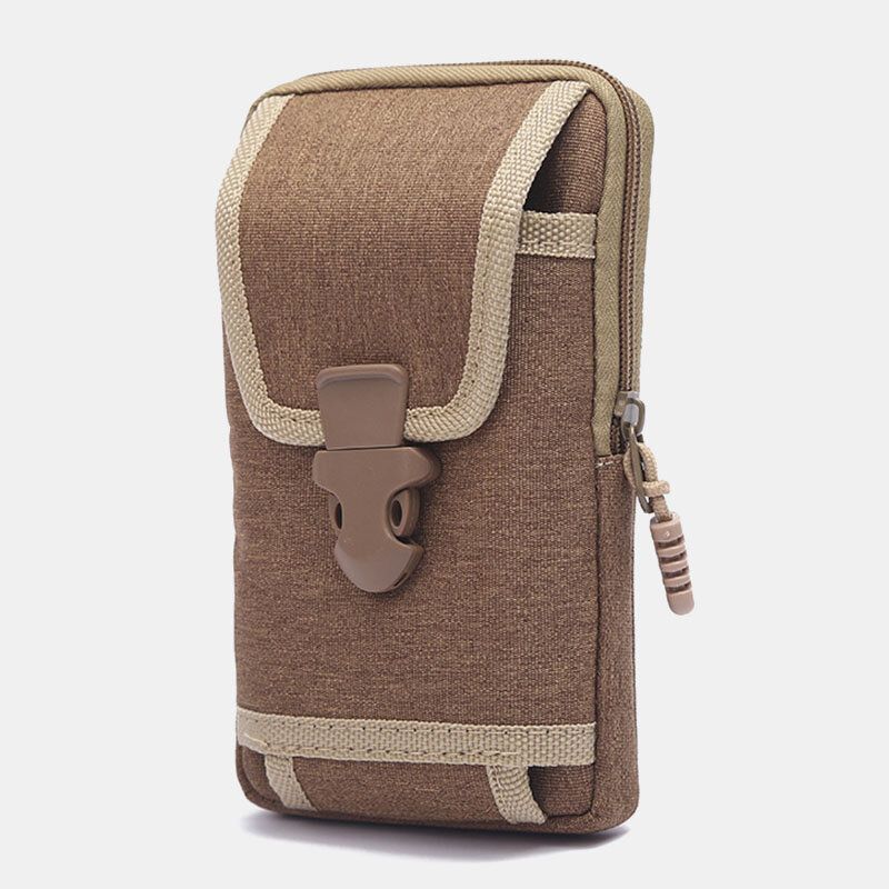 Herr Canvas Slitstark Casual Sport 68 Tums Telefonväska Midjeväska Tactical Bag