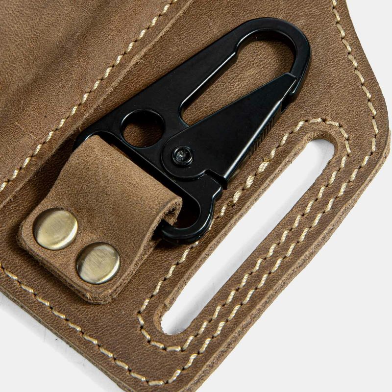 Män Äkta Läder Edc Fanny Pack Multitool Ficklampa Key Folding Kniv Organizer Midjebältesväska