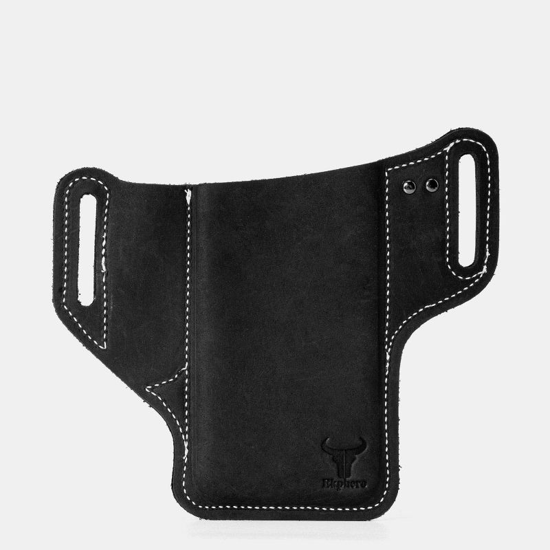 Män Äkta Läder Edc Multitool Mobiltelefon Penna Nyckelring Organizer Midjebältesväska