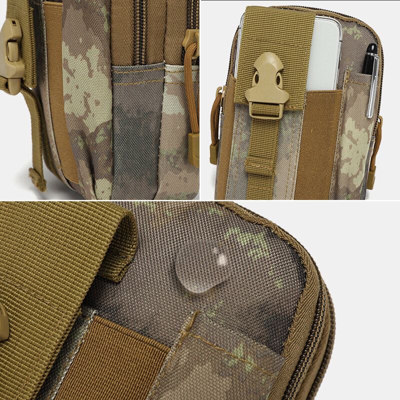 Män Kamouflager Stor Kapacitet Vattentät 6 Tums Telefonväska Outdoor Sport Midjeväska Tactical Bag