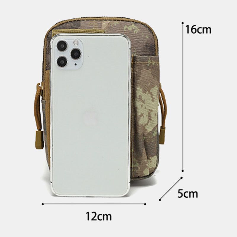 Män Kamouflager Stor Kapacitet Vattentät 6 Tums Telefonväska Outdoor Sport Midjeväska Tactical Bag