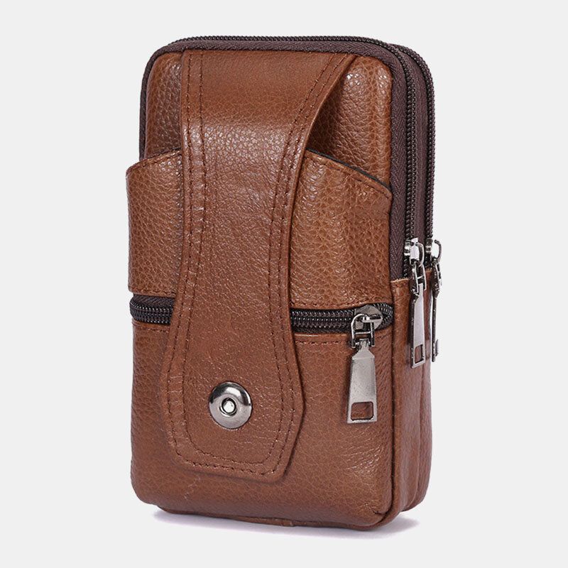 Män Slitstark Flap Magnetic Button Design Midjeväska Andas Smaklös Bältesväska 65 Tums Telefonväska Crossbody-väskor Med Axelrem