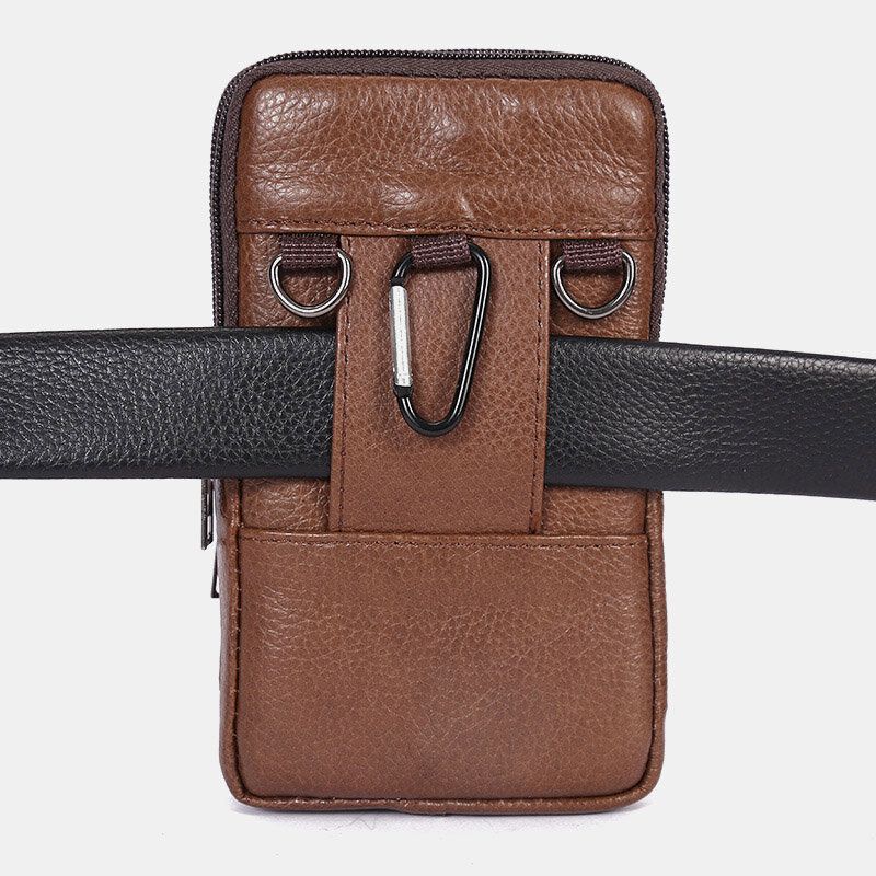 Män Slitstark Flap Magnetic Button Design Midjeväska Andas Smaklös Bältesväska 65 Tums Telefonväska Crossbody-väskor Med Axelrem