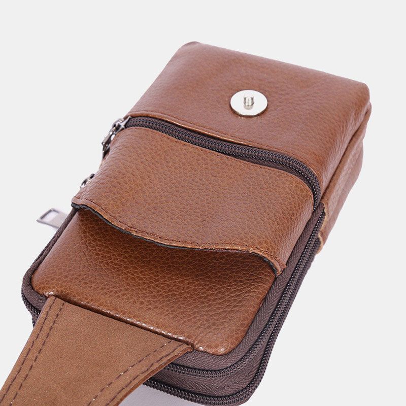 Män Slitstark Flap Magnetic Button Design Midjeväska Andas Smaklös Bältesväska 65 Tums Telefonväska Crossbody-väskor Med Axelrem