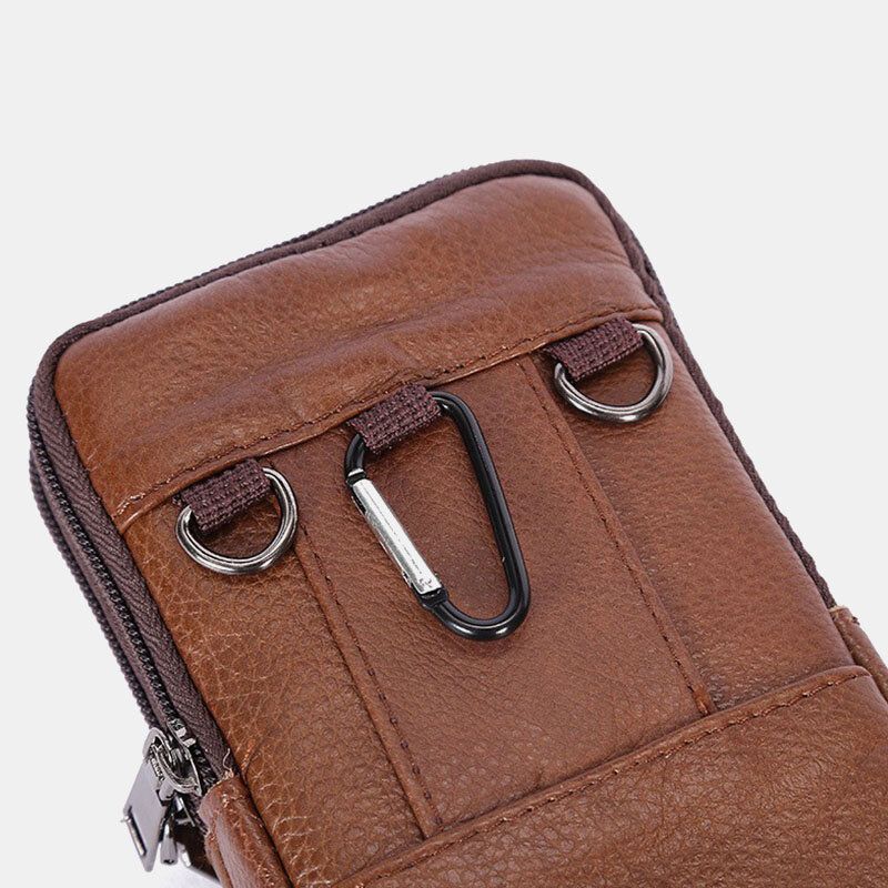 Män Slitstark Flap Magnetic Button Design Midjeväska Andas Smaklös Bältesväska 65 Tums Telefonväska Crossbody-väskor Med Axelrem