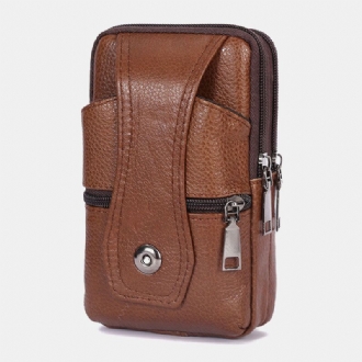 Män Slitstark Flap Magnetic Button Design Midjeväska Andas Smaklös Bältesväska 65 Tums Telefonväska Crossbody-väskor Med Axelrem