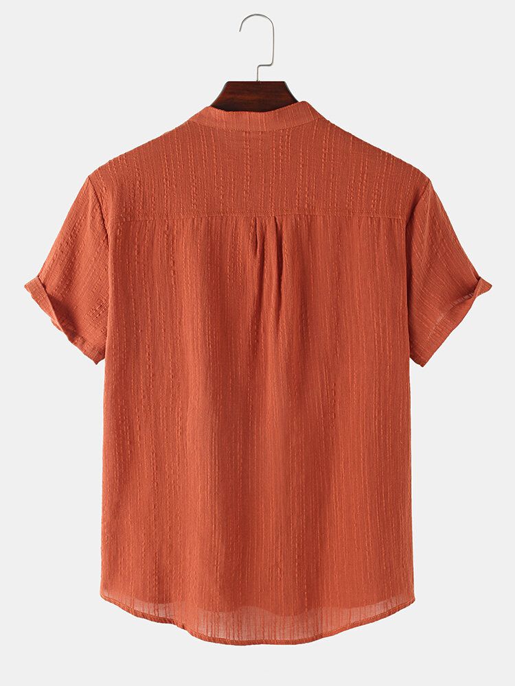 Herr Basic Enfärgad Linne Kortärmad Henley Shirt