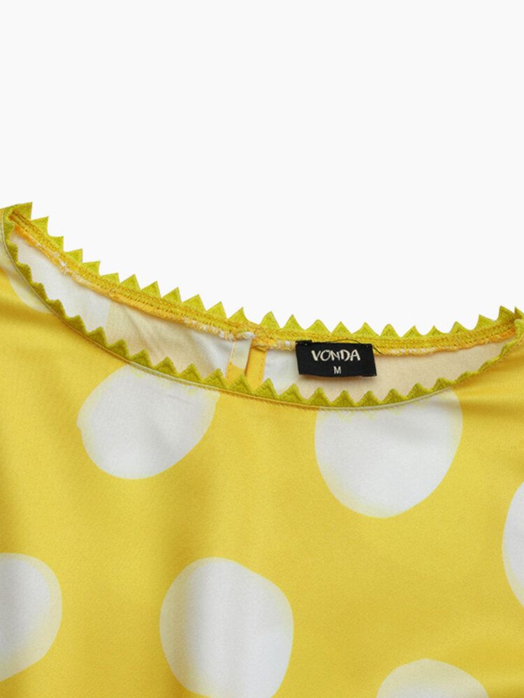 Ärmlös Splicing Polka Dot Summer Holiday Casual Klänning För Kvinnor