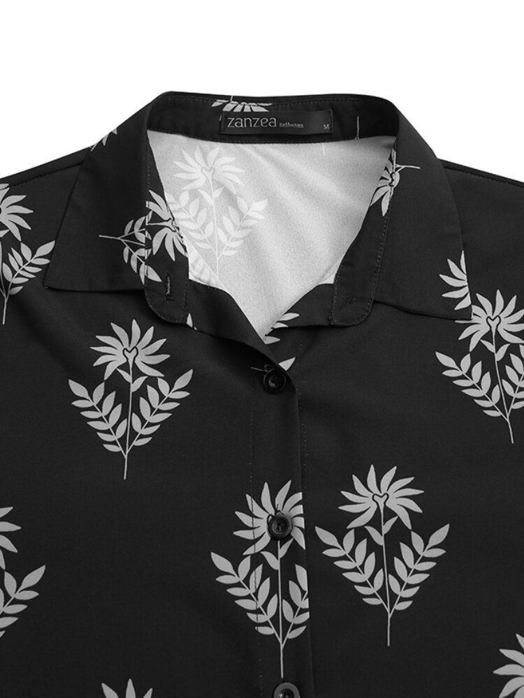 Dam Blommönster Lapel Puff Sleeve Kaftan Maxiklänning Med Bälte