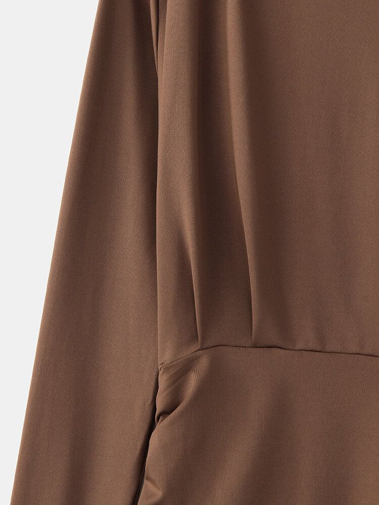 Kvinnor Enfärgad Ruched Detail Långärmad Casual Miniklänningar