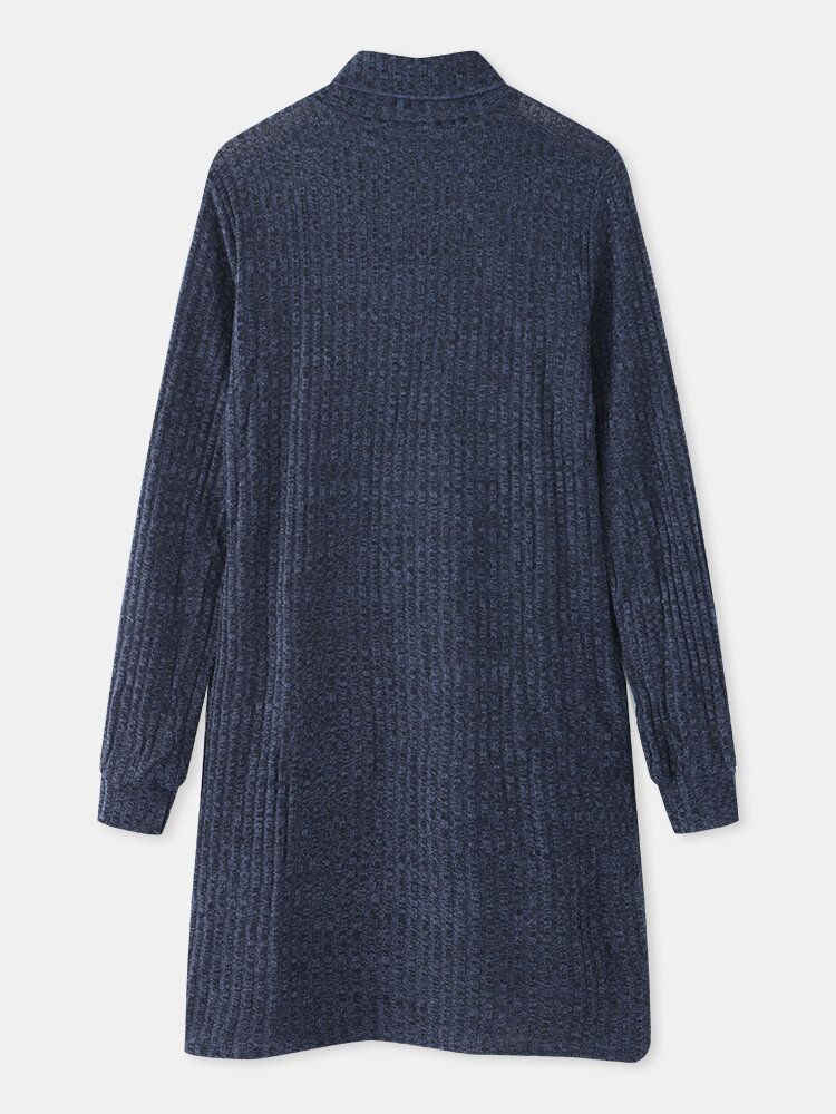 Kvinnor Höghalsad Enfärgad Långärmad Casual Sweater Klänning