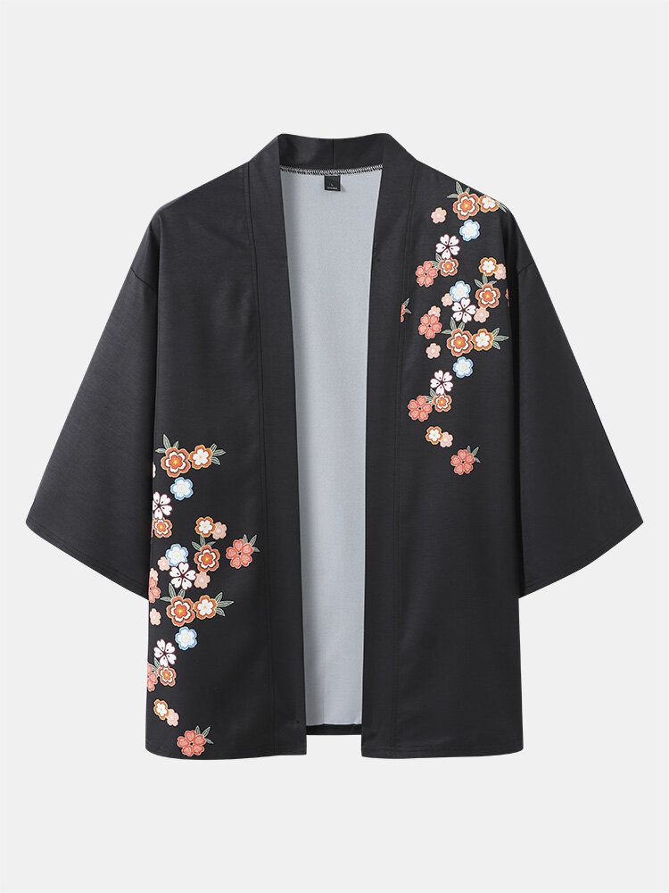 Blommigt Tryck För Män Med Öppen Front Kimono Two Pieces Outfits