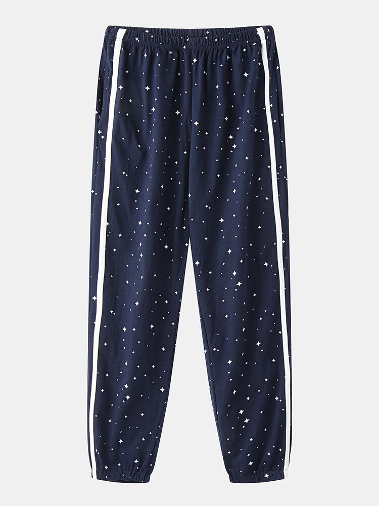 Dam Allover Starry Sky Figurtryck Revere Collar Pyjamasset I Bomullsmanschetter