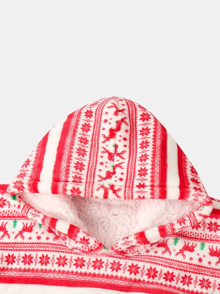 Dam Tjock Jul Snöflinga Älgtryck Flanell Fleece Fodrad Varm Pyjamas