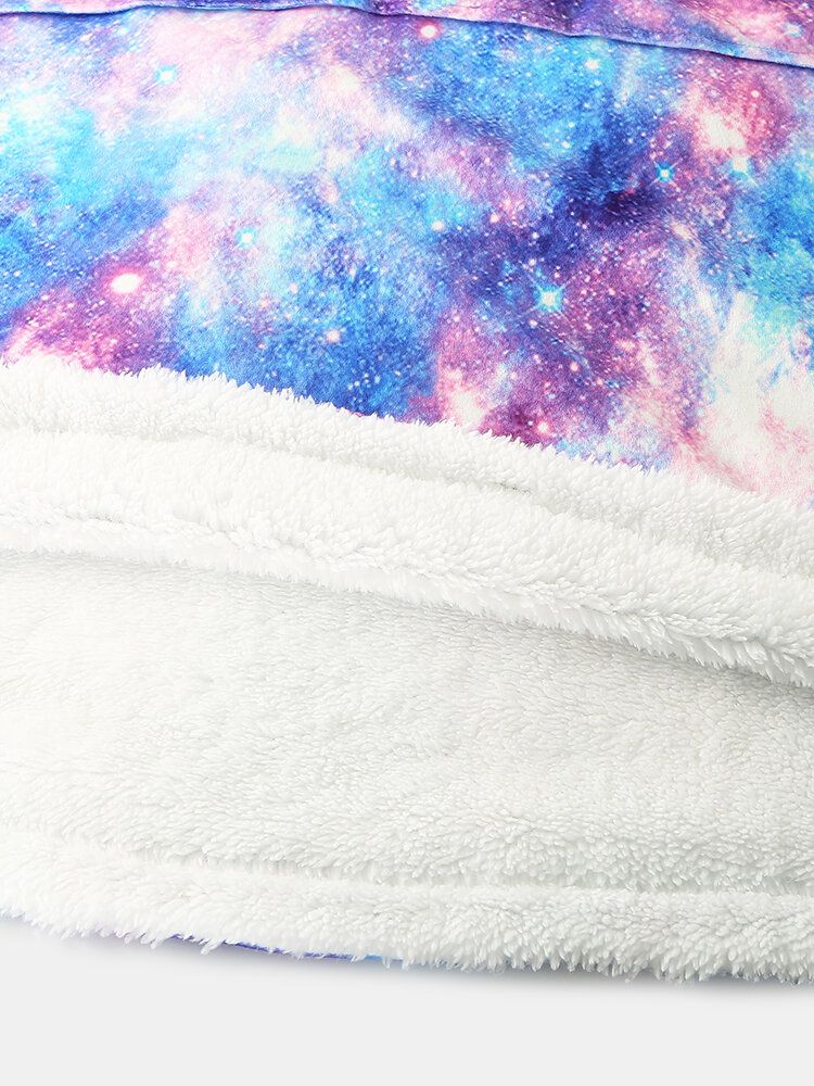 Damdesign Starry Sky Tie Dye Print Oversized Vändbar Homewear Fleecefodrad Vändbar Filt Huvtröja Med Ficka