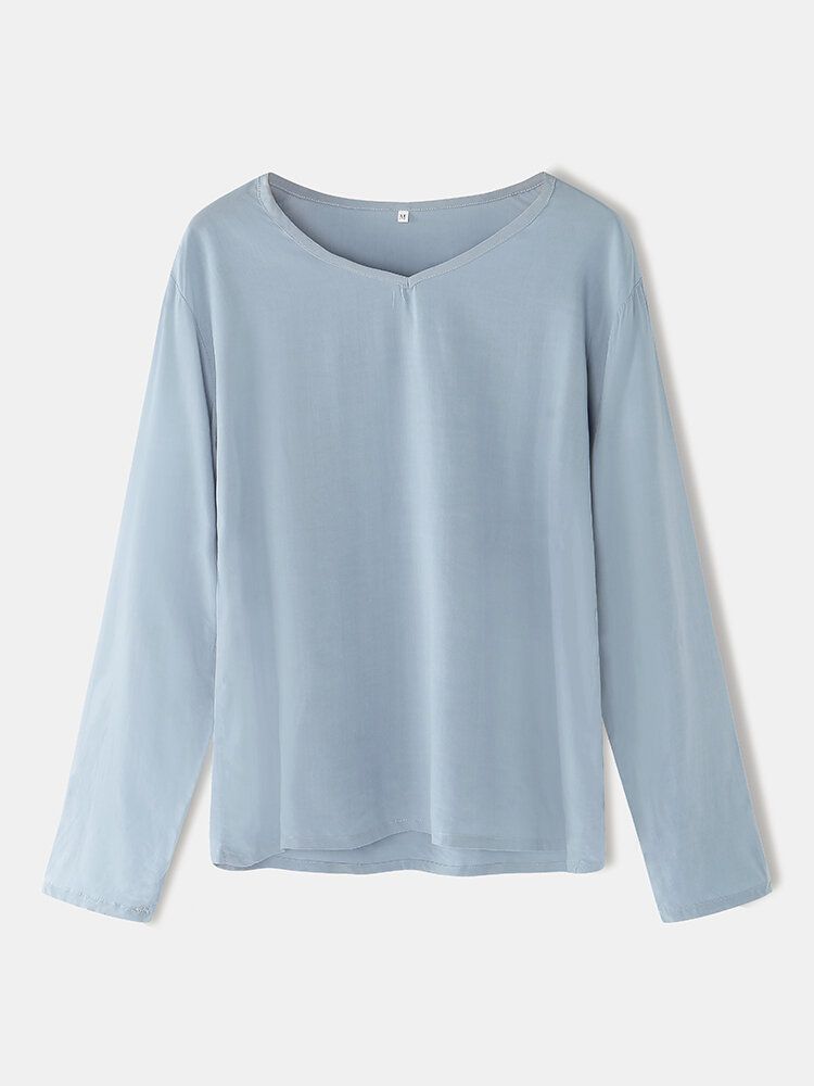 Damfjäril Med Blommönster V-ringad Rosett Bekväm Lång Pyjamasset Loungewear