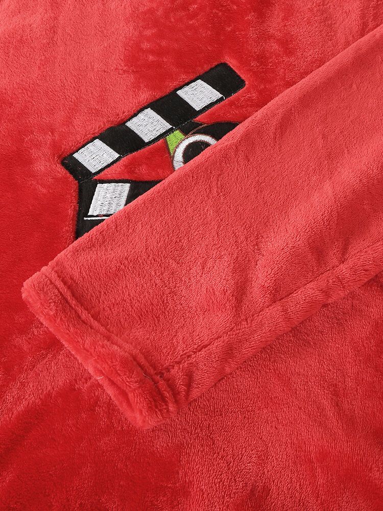 Kvinnor Flanell Tecknad Kattmönster Pullover Elastiska Midjebyxor Hem Pyjamasset