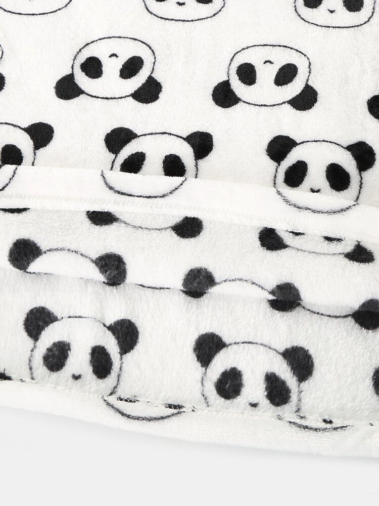 Kvinnor Överallt Tecknad Panda Långärmad Plysch Varm Hem Pyjamas Set