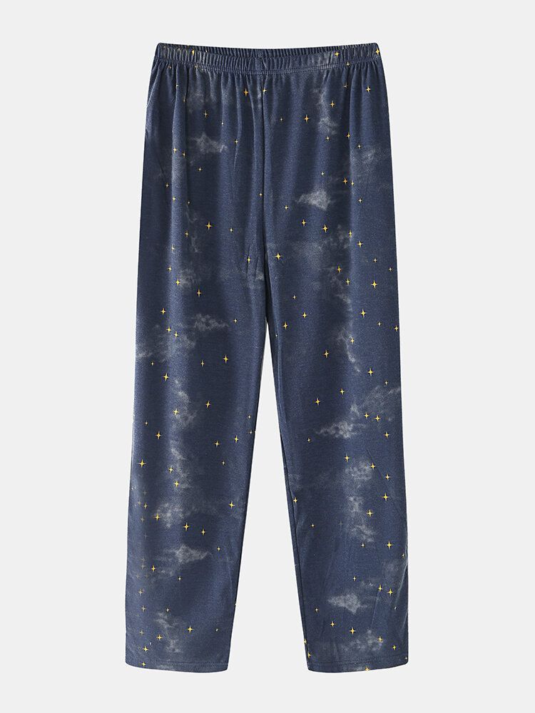 Kvinnor Tecknad Isbjörn Stjärnhimmel Print Pullover Elastisk Midja Pocket Byxor Hem Pyjamas Set