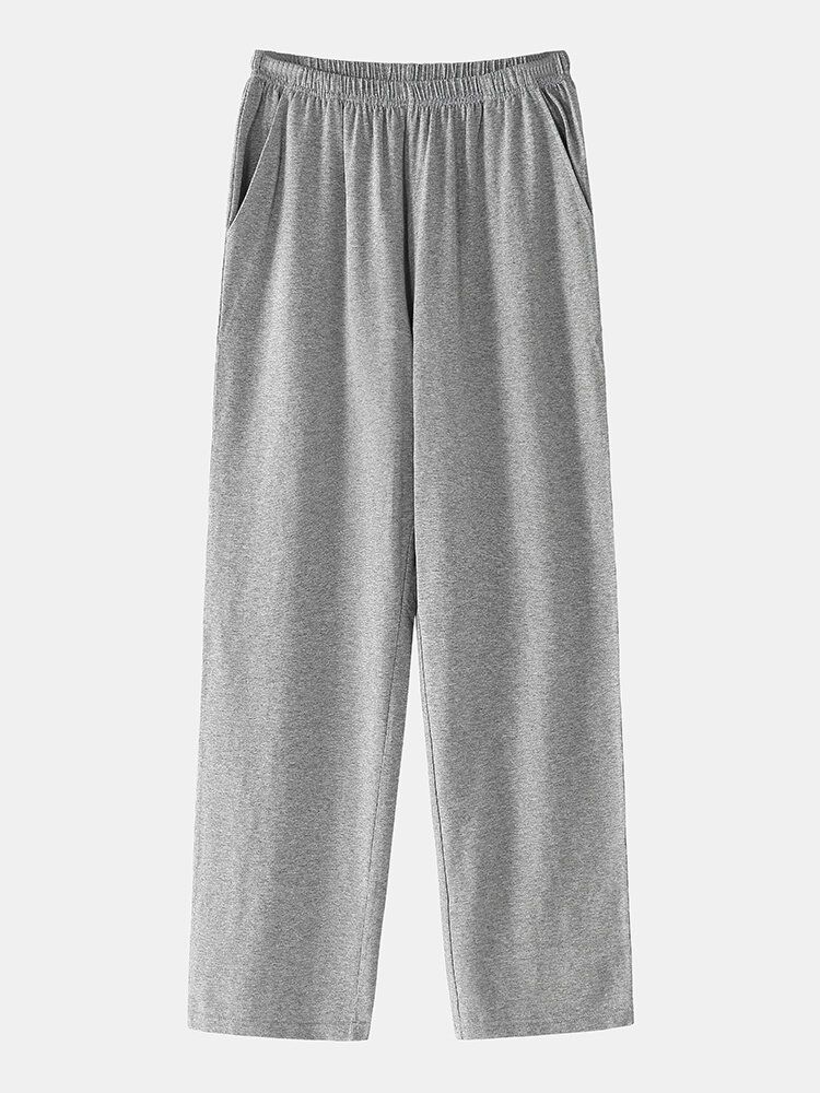 Modalstickad Långärmad Huvtopp För Herr Hem Casual Elastisk Midja Lounge Pyjamasset