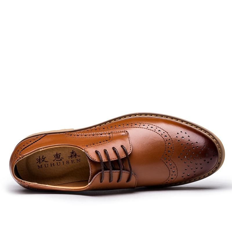 Brogue Äkta Läder Snidade Business Casual Oxfords