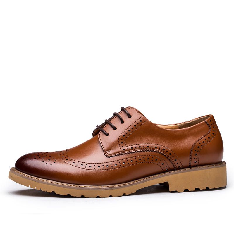 Brogue Äkta Läder Snidade Business Casual Oxfords