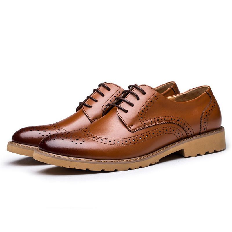 Brogue Äkta Läder Snidade Business Casual Oxfords