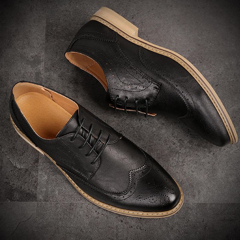 Brogue Snidade Casual Soft Business Läder Oxfords