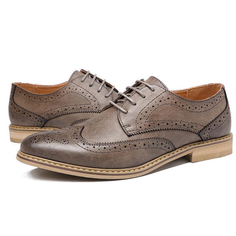 Brogue Snidade Casual Soft Business Läder Oxfords