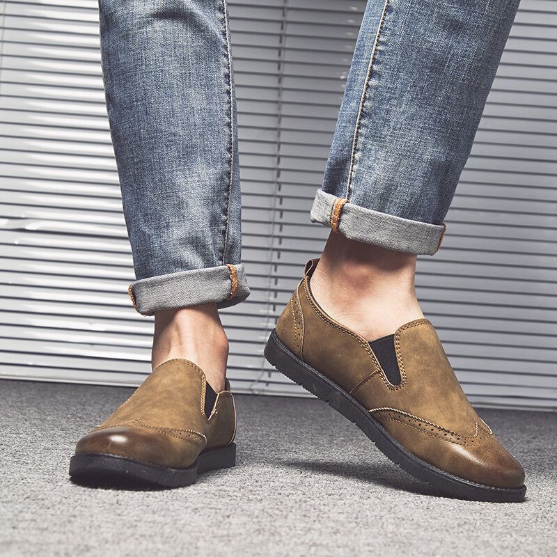 Business Casual Loafers För Män Chelsea Slip On Arbetsklänning Handsydda Skor