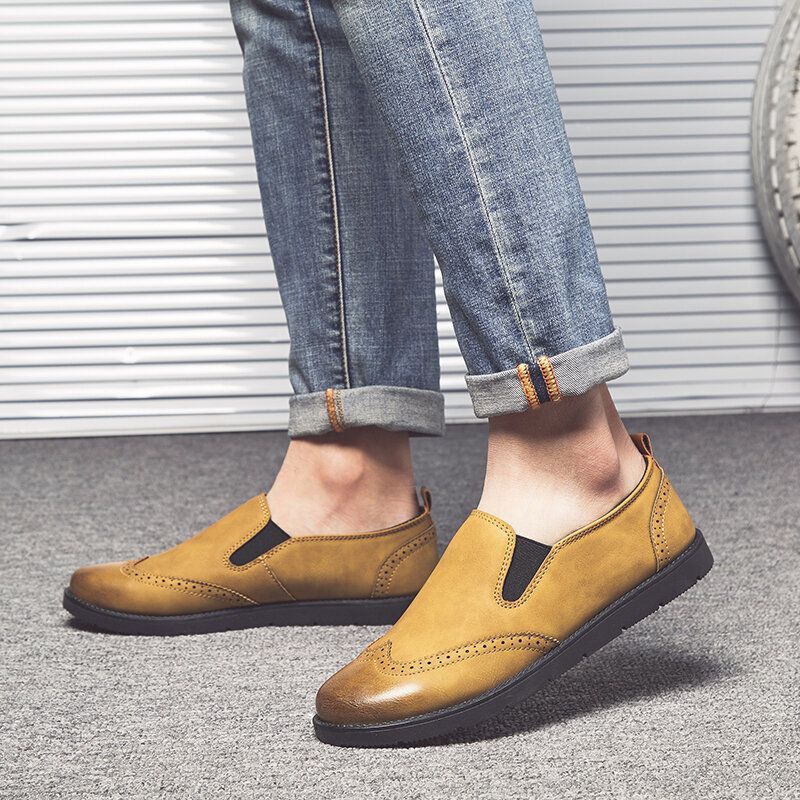 Business Casual Loafers För Män Chelsea Slip On Arbetsklänning Handsydda Skor