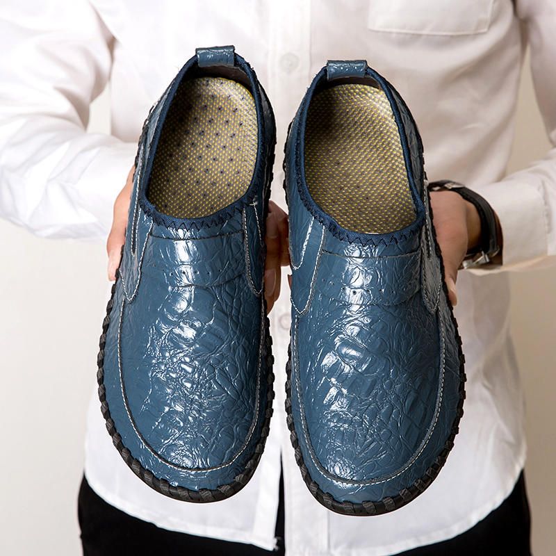 Handsömmar I Mjuk Kohud Casual Slip On Business Oxfords