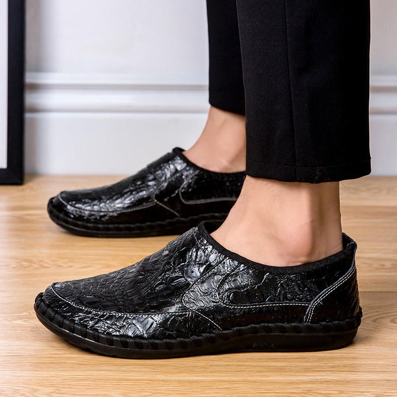 Handsömmar I Mjuk Kohud Casual Slip On Business Oxfords