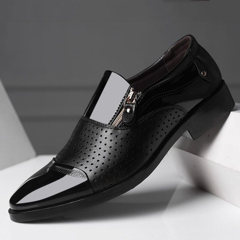 Läder För Män Ihåligt Andas Mjuk Sula Slip On Casual Oxford Business Skor