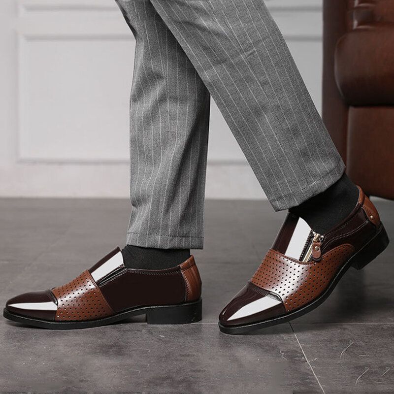 Läder För Män Ihåligt Andas Mjuk Sula Slip On Casual Oxford Business Skor