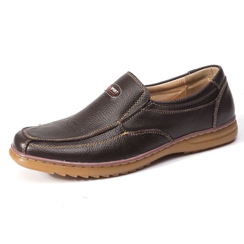 Män Äkta Koläder Slip On Mjuk Sula Bekväm Halkfri Casual Oxfords