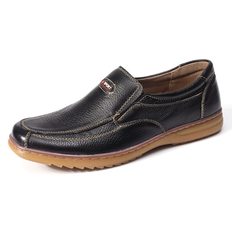 Män Äkta Koläder Slip On Mjuk Sula Bekväm Halkfri Casual Oxfords