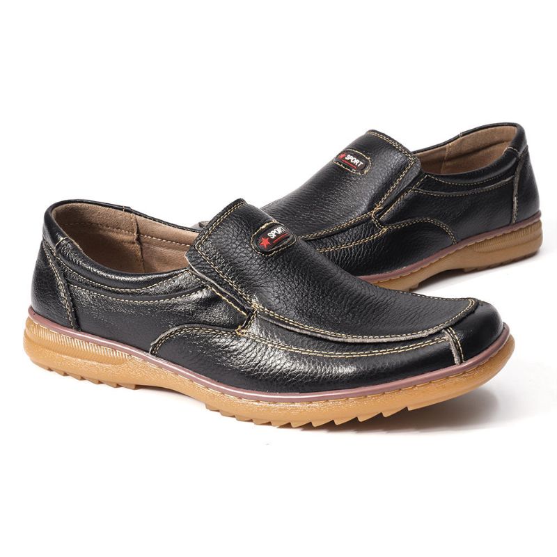 Män Äkta Koläder Slip On Mjuk Sula Bekväm Halkfri Casual Oxfords