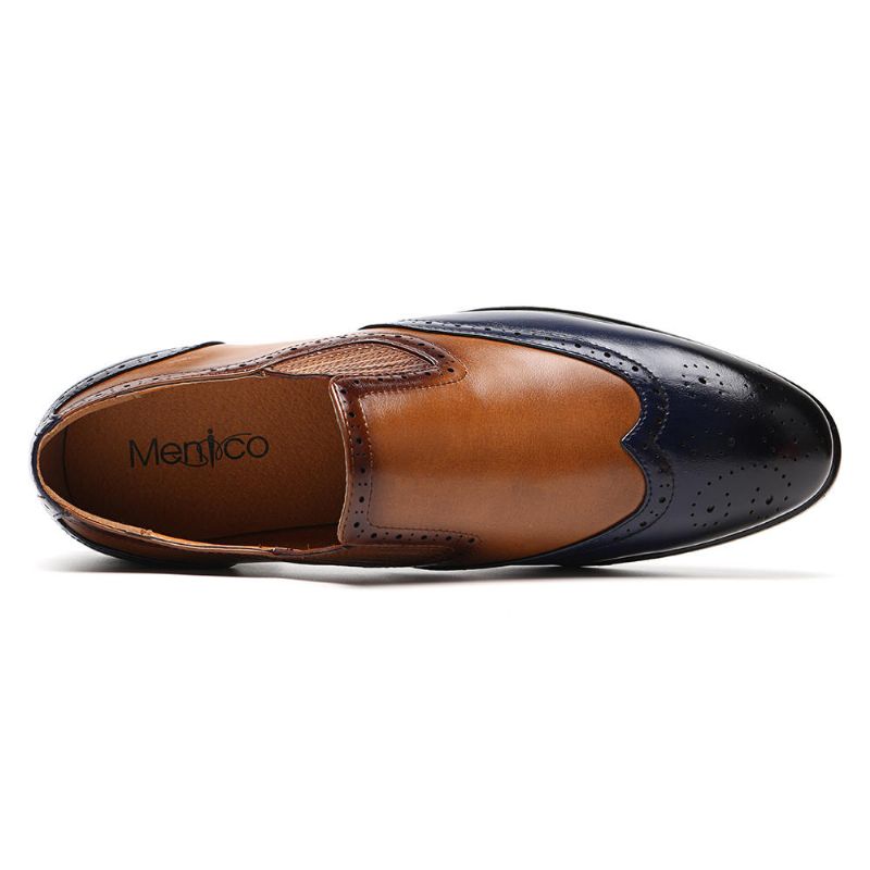 Män Brogue Carved Color Spicing Slip On Business Oxfords