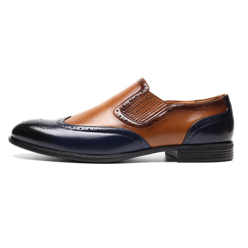 Män Brogue Carved Color Spicing Slip On Business Oxfords